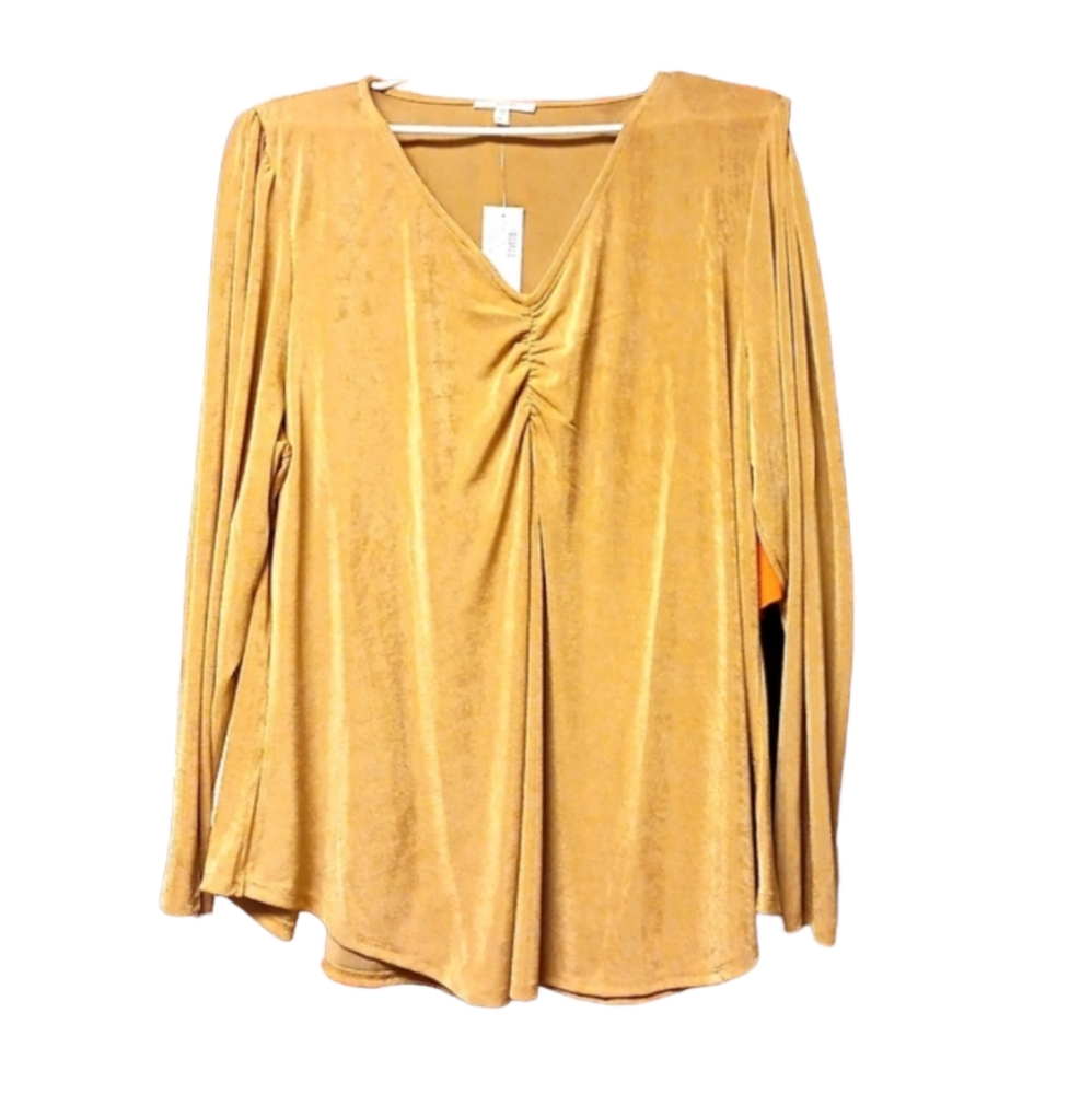 Maurices Slinky Shirred Tunic V neck Blouse NWT